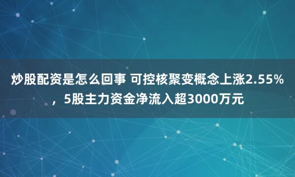 炒股配资是怎么回事 可控核聚变概念上涨2.55%，5股主力资金净流入超3000万元